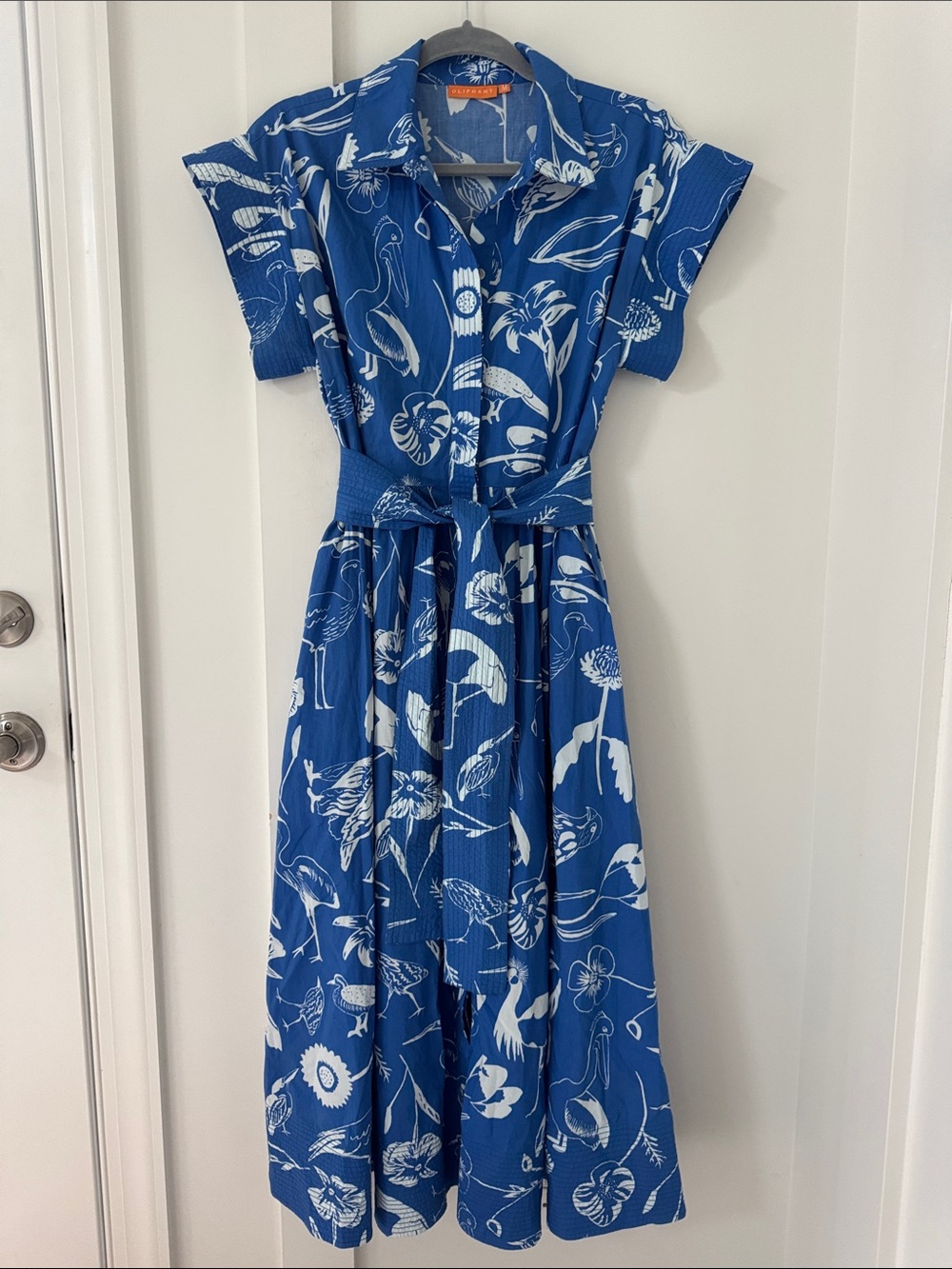 Oliphant Blue Audubon Belted Shirt Dress M - Picture 4 of 12